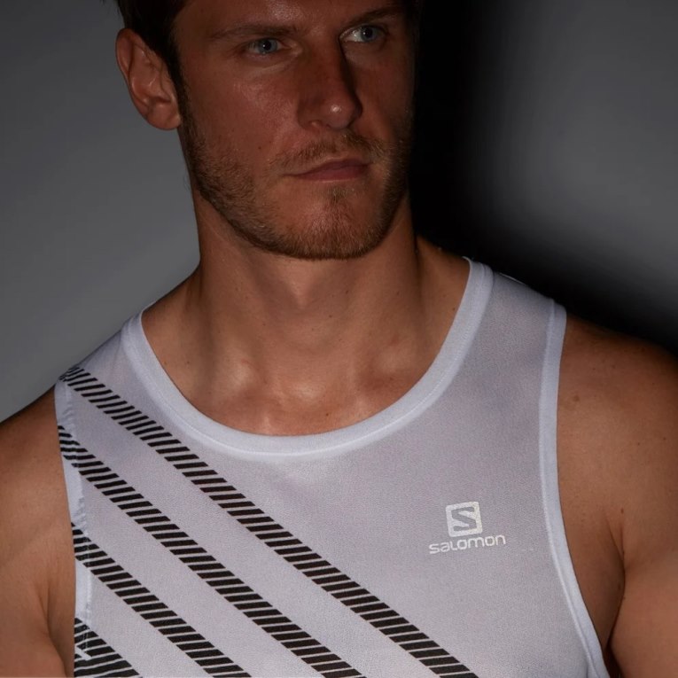 White / Blue Salomon Sense Aero Singlet Men's Tanks | IE QR2374